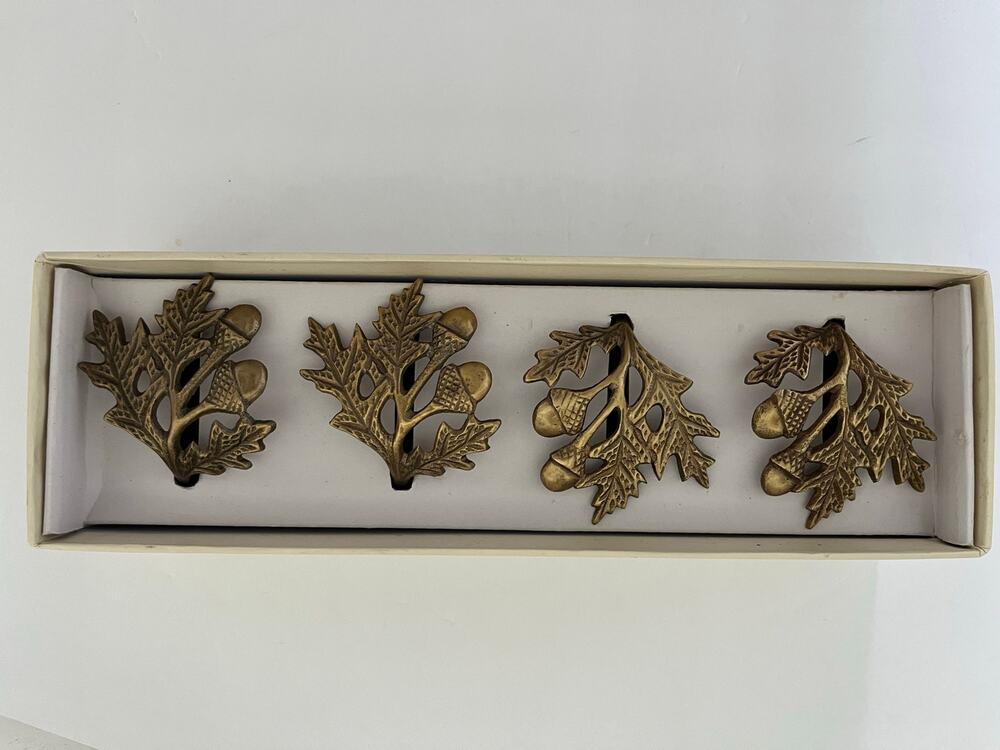 Southern Living Oak Leaf & Acorn Napkin Rings Set of 4 Vintage Dillard’s